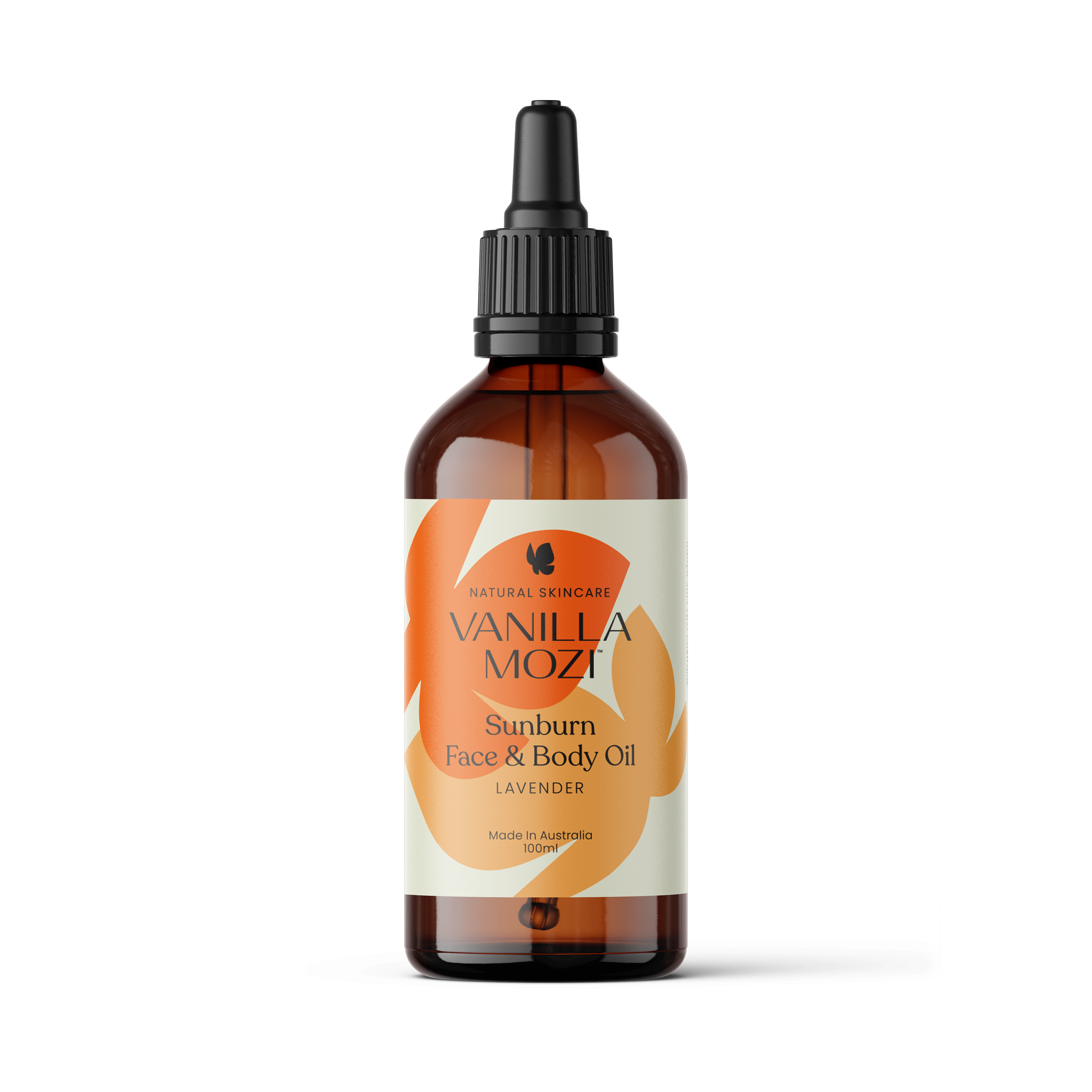 Vanilla Mozi Lavender Sunburn Face and Body Oil 100mL bottle