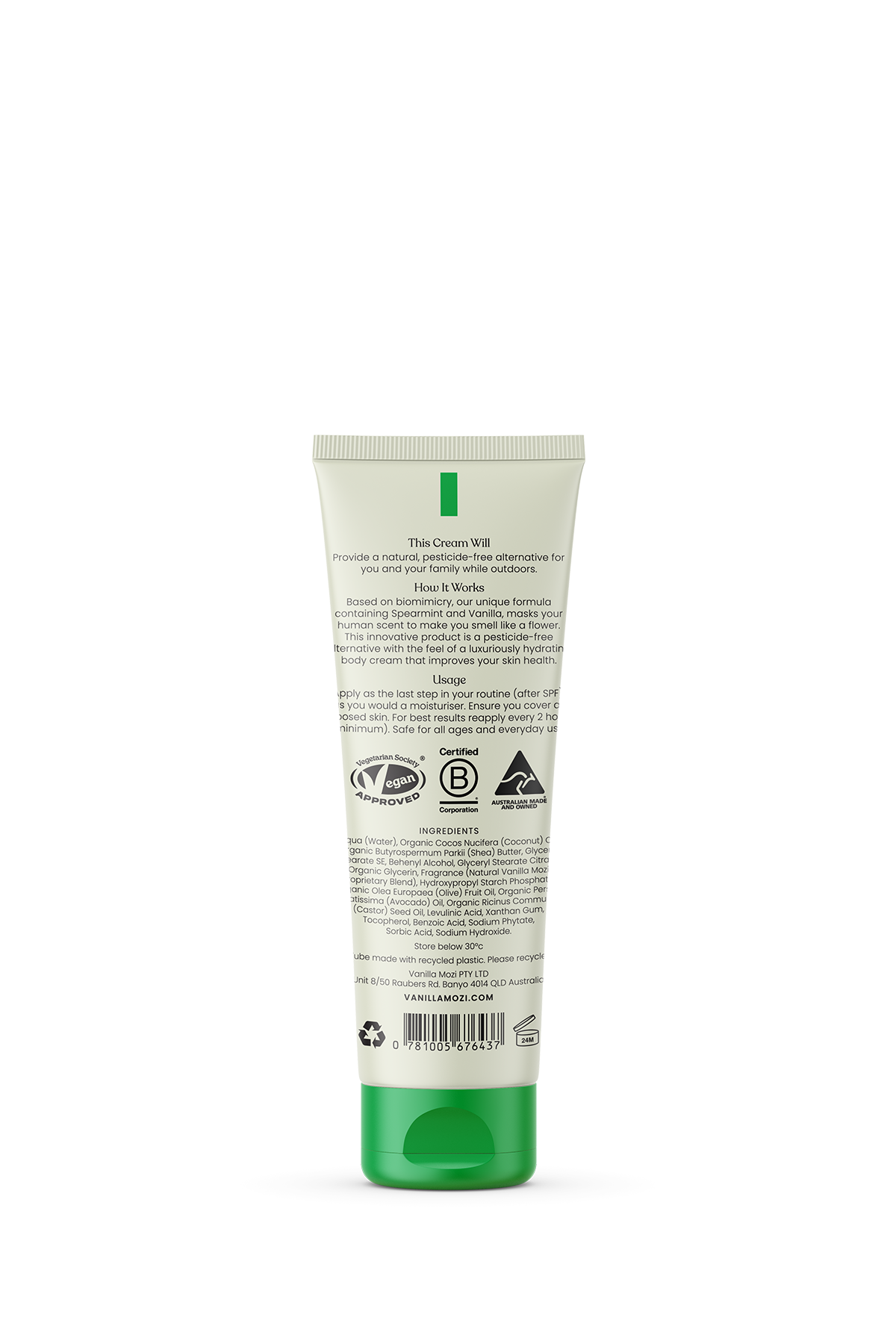 Vanilla Mozi Vanilla Mozi Natural Outdoor Body Cream label